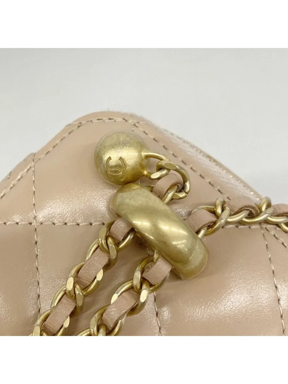 Chanel Vanity Bag Quilted Lambskin Pink Beige Gold